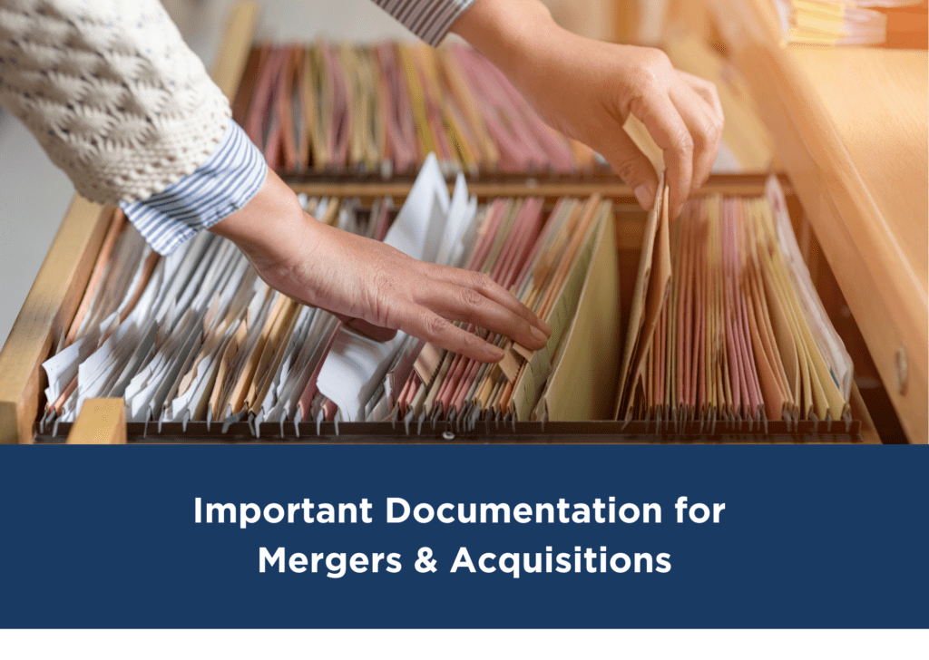 Title Graphic shows Important Documentation for Mergers & Acquisitions