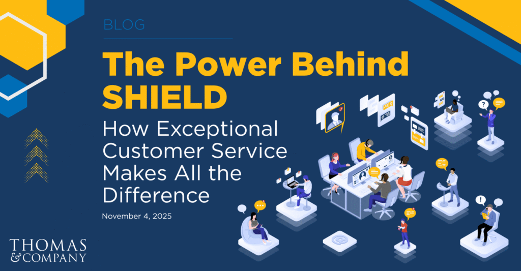 Graphic shows article title, The Power Behind SHIELD: How Exceptional Customer Service Makes All the Difference. The article is dated November 4, 2025.