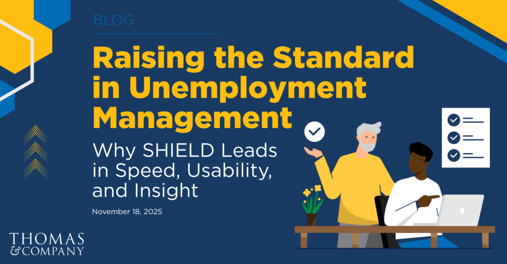 Graphic shows article title, Raising the Standard in Unemployment: Why SHIELD Leads in Speed, Usability, and Insight. The article is dated November 18, 2025.