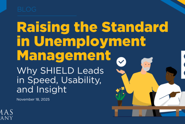 Graphic shows article title, Raising the Standard in Unemployment: Why SHIELD Leads in Speed, Usability, and Insight. The article is dated November 18, 2025.