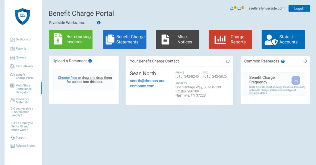 Benefit Charge Portal Dashboard | Thomas & Company