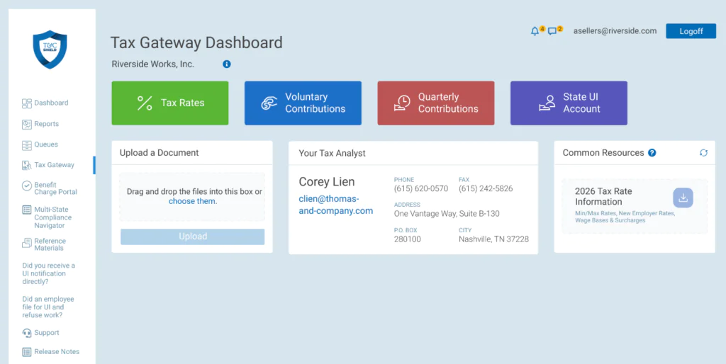 Dashboard: Tax Gateway